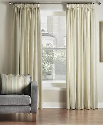£28.50 • Buy One Pair Of MONTGOMERY Hove Stripe 3  Tape Top Header Curtains  