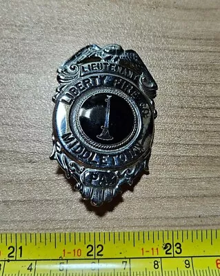 Vintage Liberty Fire Co Middletown PA Lieutenant Eagle Metal Pin Shield Badge • $49.99