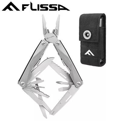 FLISSA 16 In 1 Multi Tool Plier Portable Outdoor Compact Folding Pocket Knife US • $23.99