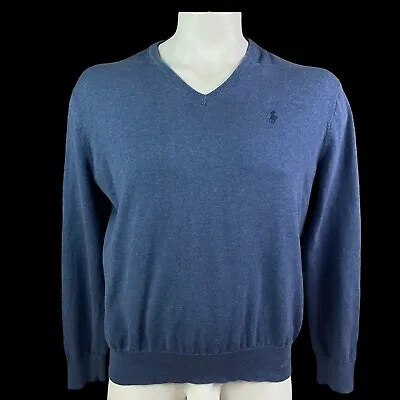 Polo Ralph Lauren V-Neck  Sweater Men’s Large Blue Pony Pima Cotton • $24