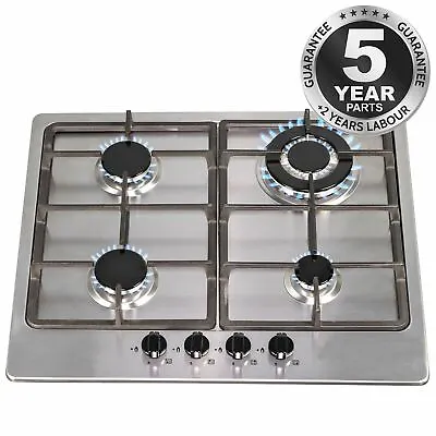 SIA SSG601SS 60cm Stainless Steel 4 Burner Gas Hob With Cast Iron Pan Stands • £99.99