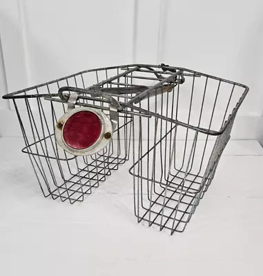 Vintage Metal Rear Twin Rack Bicycle Baskets Saddle Bags Groceries Papers • $92