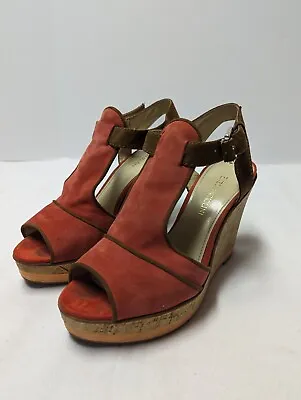 ENZO ANGIOLINI SUEDE ORANGE WEDGE SANDALS SIZE 7 (pre-owned) • $20