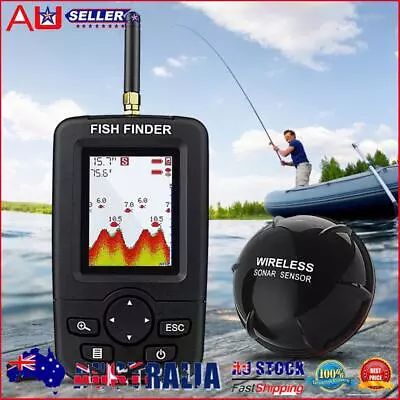 Wireless Sonar Fish Finder Depth Sounder Alarm 45m/147ft For Ice Fishing Sea AU • $86.28