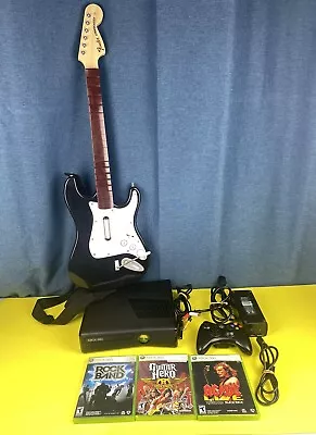 Xbox 360 S Console 250GB + Guitar Hero Bundle + Stratocaster + Games. Tested!! • $284.99