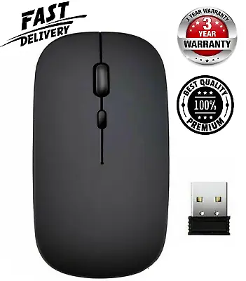 Slim Silent  Wireless Mouse + USB Mice RGB MacBook Laptop PC UK • £3.79
