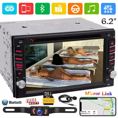 Backup Camera 6.2  GPS 2Din Car Stereo Radio CD DVD Player Bluetooth With Map+ • $124.99