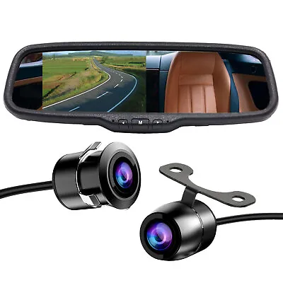 5'' Mirror Monitor With Waterproof Night Vision Rear View Camera Backup Kit • $44.79