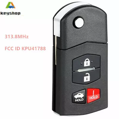 4 Button Remote Flip Key Fob FSK313.8 MHz 4D63 Chip For Mazda 6 RX8 FCC:KPU41788 • $19.58