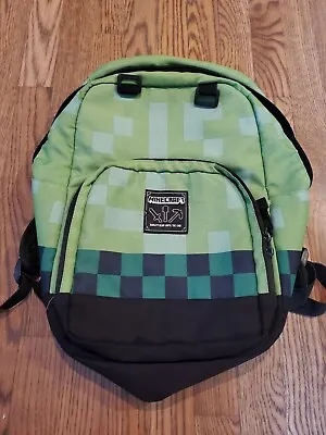 Minecraft Creeper Gamer Backpack Green Black Kids 16 X 12 Bookbag School Bag • $14