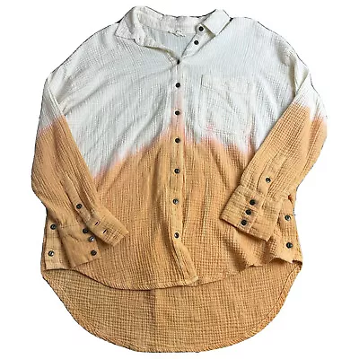 $21.96 • Buy Easel Los Angeles Shirt Dip Dye 100% Cotton Cream Orange Oversized Size Small
