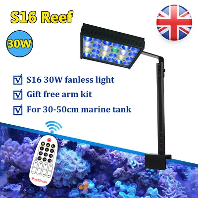 PopBloom S16 30W LED Aquarium Lighting Reef Coral Fish Tank Aquarium 30-40cm • £58.80