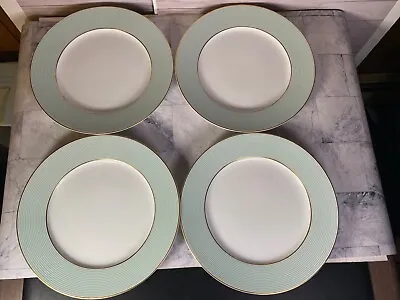 Limoges Raynaud Mille Raies Crinoline Green 4 Dinner Charger Service Plates 11.7 • £171.02