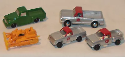 Vintage Toy Trucks Lot - Red & Silver Metal Green Plastic & Bulldozer • $5.99