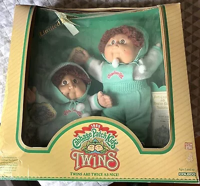 Vintage 1985 Twin Cabbage Patch Kids Twins 2 Boys New W/Box And Adoption Papers • $50