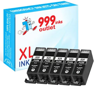 5 Compatible Pigment Black Printer Ink Cartridges Replace Canon PGI-525 • £8.99