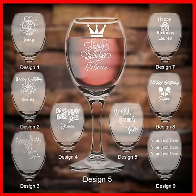 Personalised Engraved Wine Glass Gift Birthday Gifts Present 18th 30th 40th 50th • £9.99