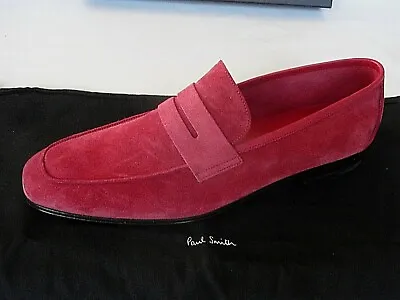 £219 • Buy NEW IN BOX Paul Smith Red Suede Penny Loafer Shoes UK 10.5 RRP £295