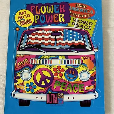 Vintage 90s’ Lisa Frank Jumbo FLOWER POWER Hippie Love VW Van Bus Sticker Sheet • $99.99
