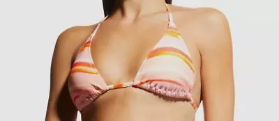 $105 Milly Cabana Women's Pink Sunset Stripe Triangle Bikini Top Swimwear Size M • $33.98
