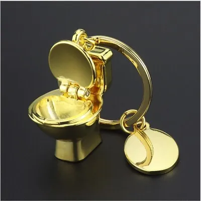 Cute Mini Gold Toilet Car Key Ring Chain 3D Keyfob Keychain Keyring Love Gift • £3.49