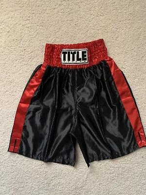 Title Boxing Satin Trunks And Walkout Robe XL Black W/Red Trim NEW • $65.99