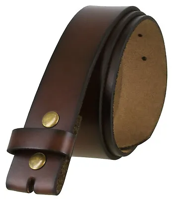 Genuine Leather Belt Strap Casual Belt With Snaps 1-1/2  Wide Replacement Strap • $15.95