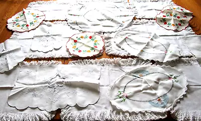 Large Lot Of Vintage Embroidered Crochet Doilies Mats • $12