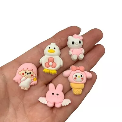 Super Kawaii Pastel Pink  White Charms For Slime  Cute Polymer Cabochons CP1 • £2.49