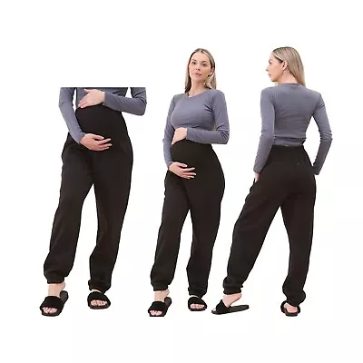 Womens Maternity Cotton Leggings Loose Fleece Joggers Pregnant Pants Trouser UK • £13.69