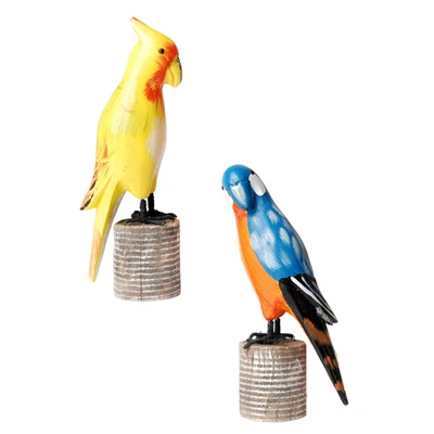 £25.04 • Buy 2 Pcs Wood Carving Garden Animal Statues Collectible Figurine Dining Table Decor