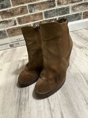 Michael Kors Cognac Suede Wedge Boots Women's Size 8.5 • $12