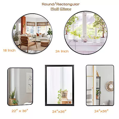 Round/Rectangular Bathroom Wall Mirror Vanity Mirror For Home Decor Living Room • $29.58