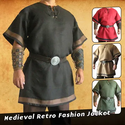 Medieval Men Tunic Top Shirt Blouse Pirate Knight Cosplay Fancy Costume • $20.45