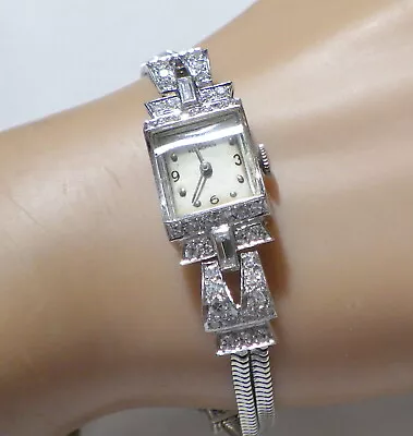 Blancpain Switzerland Vintage  Ladies 14kt Wg  Diamond  Watch 48 Diamonds • $1999