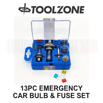 Toolzone 13 Piece Emergency Bulb & Fuse Set Spares H1 H4 H47 Cars Vans Trucks • £6.30