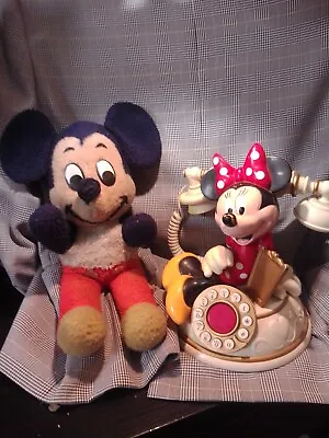Vintage Minnie Mouse Phone W/ Vintage Mickey Mouse Plush • $110