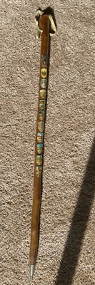 $65 • Buy Vintage German Sturdy Wooden Walking Hiking Cane 11 Souvenir Badges Schwarzwald