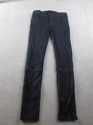 RtA Pants Mens 26 Lambskin Stretch Leather Striped Black Dark Blue Straight Leg • $119.99