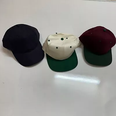 Vintage KC Blank White & Red Solid Adjustable Snap Back Hat Cap One Size • $12.99