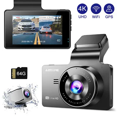 $102.99 • Buy AZDOME WIFI Dash Cam 4K 3840Px2160P Front And Rear 1080P Car Dashboard Camera