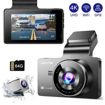 $119.99 • Buy AZDOME WIFI Dash Cam 4K 3840Px2160P Front And Rear 1080P Car Dashboard Camera