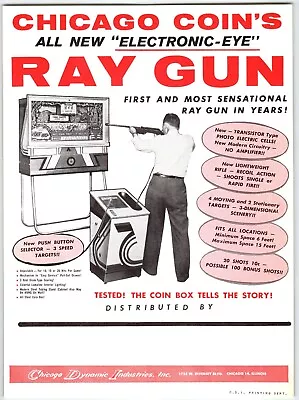 Ray Gun Arcade FLYER Original 1960 Game Art Retro Rifle Game Promo 8.5  X 11  • $24