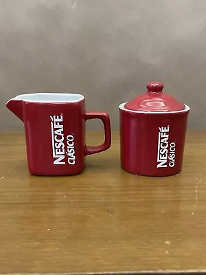 NESCAFE CLASICO 3 Pc Coffee Creamer Sugar Bowl Lid Red Cup Cups Toddy • $15.29