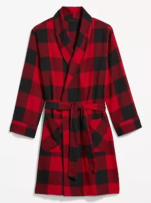 Old Navy Men’s Matching Plaid Flannel Robe Red/Black Buffalo Plaid Size L-XL $50 • $24.99