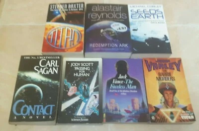 £19.97 • Buy Lot Of 7 Sci Fi. Sagan. Jack Vance. Alastair Reynolds. Stephen Baxter. Varley.