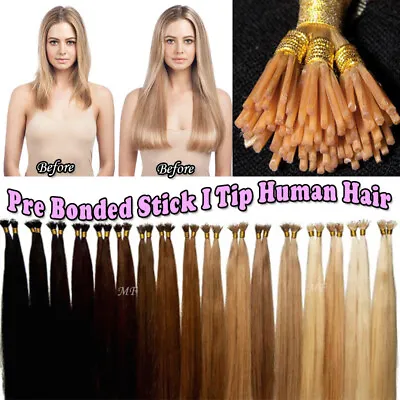 US CLEARANCE I Tip Stick Double Drawn Human Remy Hair Extensions Micro Bond 200G • $43.22