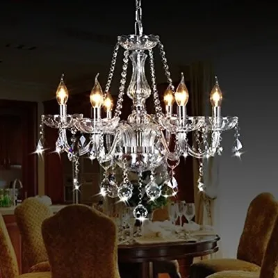 Classic Vintage Crystal Candle Chandeliers Lighting 6 Lights Pendant Ceiling ... • $193.32