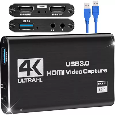 4K 1080P Audio Video Capture Card USB HDMI-compatible HD Capture Device Recorder • £16.99