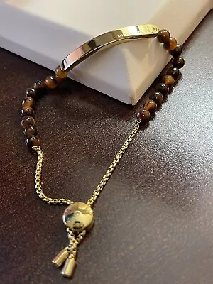 Michael Kors Plaque Tortoise Bead Slider Gold Bracelet • $38